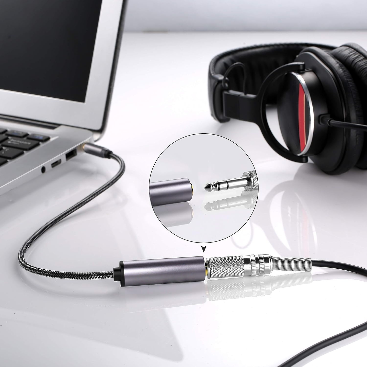 6.35mm 1/4"Mono Plug To 1/8" 3.5mm Stereo Jack Audio Converter